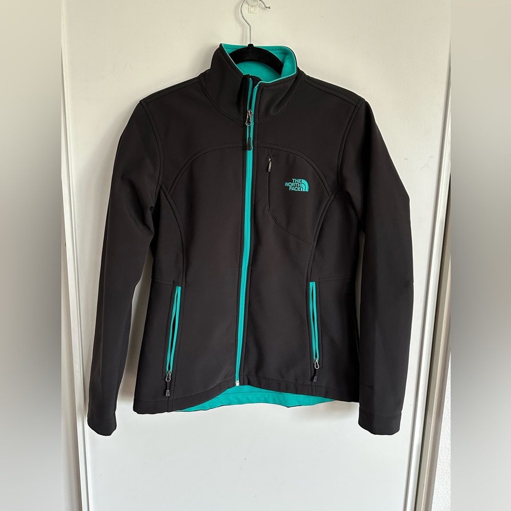 The North Face Black/Aqua Green Women’s Soft Shell Jacket